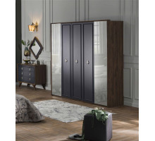 Пятистворчатый распашной шкаф для одежды и белья с зеркалом в спальню Алегро ALEG-33