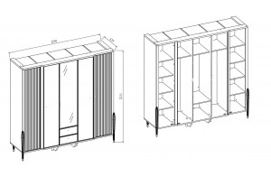 Пятистворчатый шкаф Gravita (Гравита) GRAV-33 слоновая кость