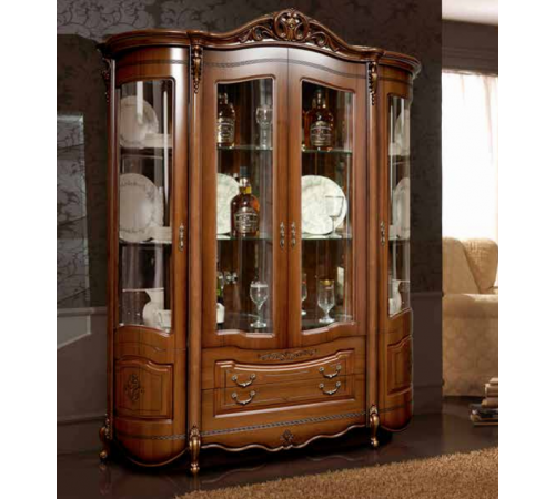 Шкаф-витрина Аллегро четырехдверная 1 (орех)