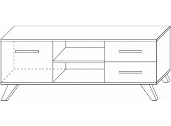 Тумба под ТВ Вега Скандинавия (глянец, белый + дуб каньон)