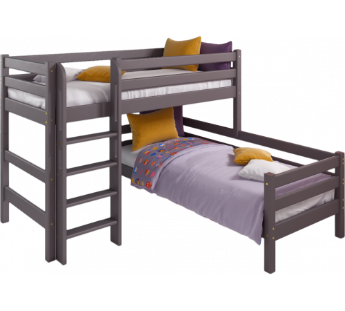 Кровать Соня Лаванда угловая вариант 7 с прямой лестницей